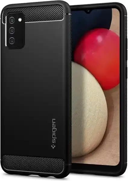 Spigen Rugged Armor Matte Black Kılıf Galaxy F02s M02s A02s için dayanıklı ve şık tasarım