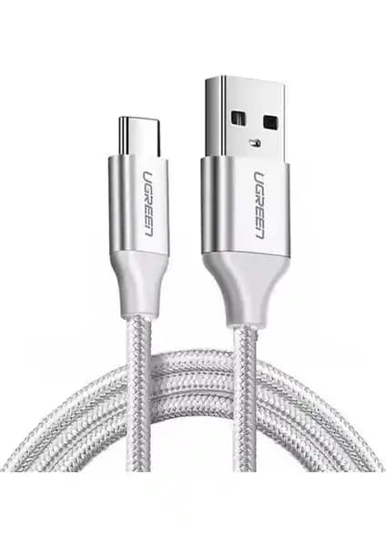Ugreen USB-C to USB-A 3A QC örgülü hızlı şarj ve veri transfer kablosu detayları
