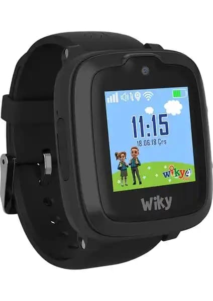 Wiky 4 Plus Siyah Akıllı Çocuk Saati Güvenlik ve Fonksiyonellik Sağlayan Akıllı Saat