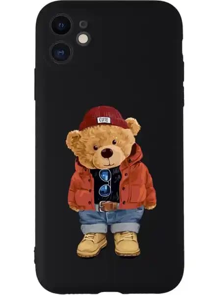 Apple iPhone 11 için Teddy Bear Desenli Silikon Kılıf Kamera Koruma Özellikleriyle