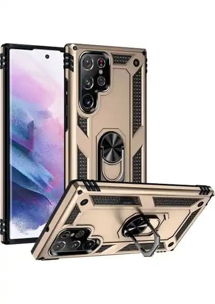 Galaxy S22 Ultra için dayanıklı ve şık Vega Tank sert yüzüklü standlı kılıf