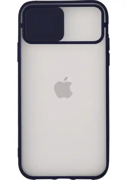 iPhone 11 için Kamera Koruyucu Açılır Kapanır Silikon Kılıf Lacivert