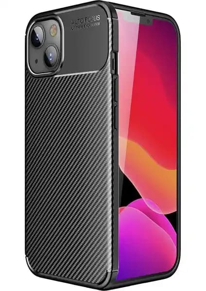 KNY Apple iPhone 13 Kılıf Karbon Desenli Lux Negro Silikon Şık ve Koruyucu Tasarım