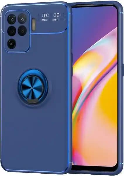 Oppo Reno 5 Lite İçin Şık ve Koruyucu Manyetik Silikon Kılıf Yüzüklü Tasarım