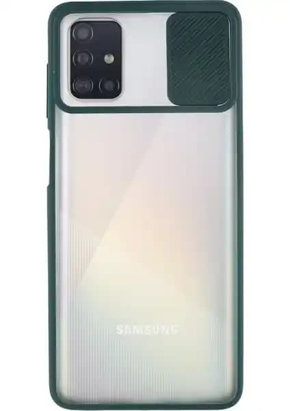 Samsung Galaxy A51 için Şık ve İşlevsel Açılır Kapanır Kamera Korumalı Silikon Kılıfı