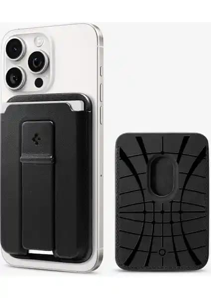 Spigen MagFit iPhone MagSafe Çok Fonksiyonlu 3 Kartlı Manyetik Cüzdan ve Stand Çözümü