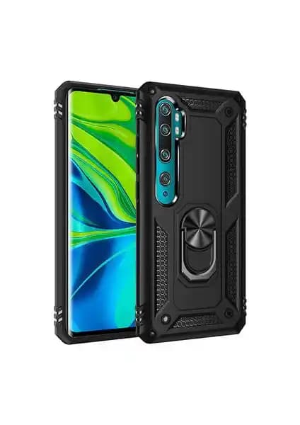 Xiaomi Mi Note 10 İçin Güçlü ve Şık Vega Tank Sert Yüzüklü Standlı Kılıf