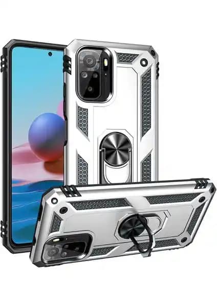 Xiaomi Redmi Note 10 için dayanıklı ve fonksiyonel Vega Tank sert yüzüklü kılıfı