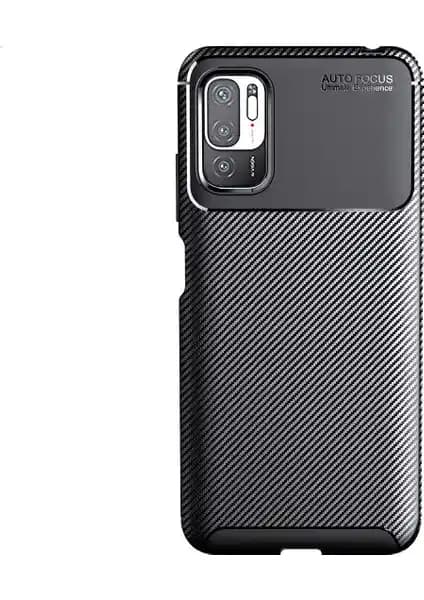 Xiaomi Redmi Note 10T 5G için dayanıklı ve şık karbon desenli silikon kılıf