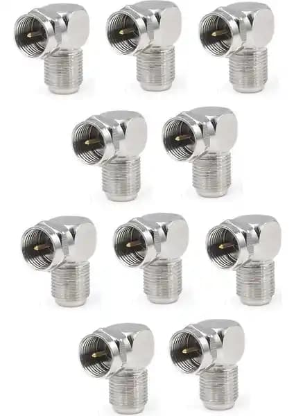 Ata Elektronik 10 Adet F L Tip Vidalı Uydu Konnektörleri 90 Derece Çevirmeli Güvenilir Bağlantı