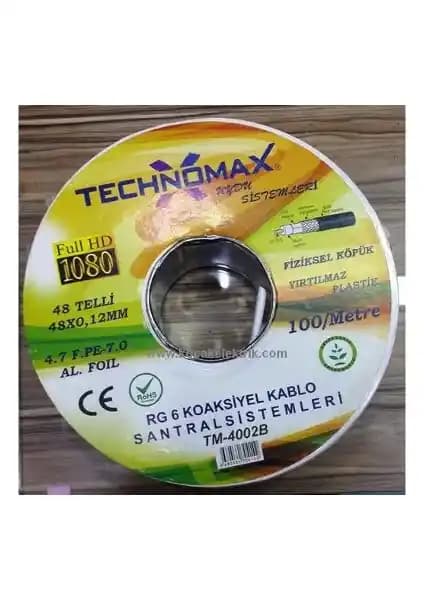 Technomax RG6 Uydu Anten Kablosu 25 Metre Uzunlukta Yüksek Performanslı Bağlantı Çözümü