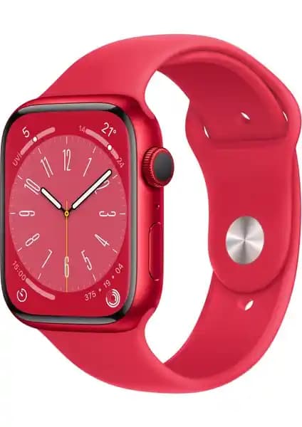 Apple Watch Series 8 GPS 45MM (Product)Red Kırmızı Alüminyum Kasa ve Spor Kayışlı Akıllı Saat