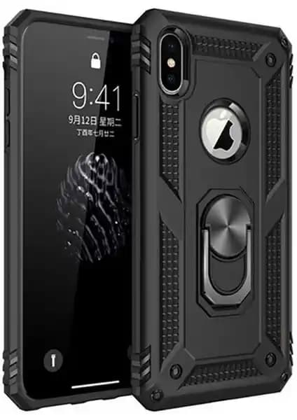 Aqua Aksesuar Metal Yüzüklü Tank Zırh Standlı iPhone X Kılıfı - Dayanıklı ve Fonksiyonel Koruma