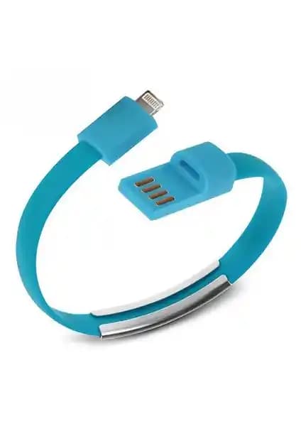 Codegen Apple iPhone ve iPad Uyumlu Mavi Bileklik Lightning Şarj Data Kablosu