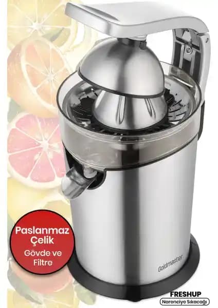 Goldmaster Freshup Inox Paslanmaz Çelik Narenciye Meyve Sıkacağı 300W Motor
