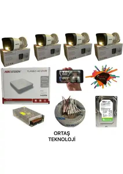 Hikvision 4 Kameralı Renkli Gece Görüşlü 4 Kanal 1TB HDD Güvenlik Sistemi Özellikleri