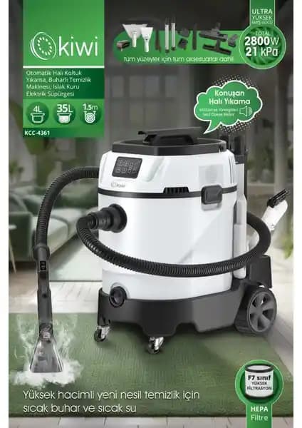 Kiwi KCC-4361: Çok Fonksiyonlu Otomatik Halı ve Koltuk Yıkama Makinesi Özellikleri