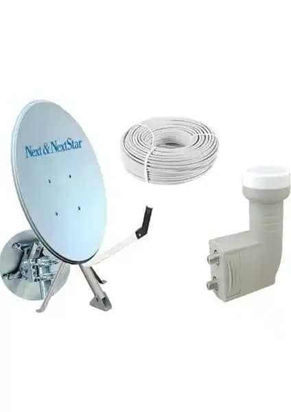 NextStar 75 cm Ofset Çanak Anten Full Set: Dayanıklı ve Çoklu Bağlantılı Uydu Çözümü