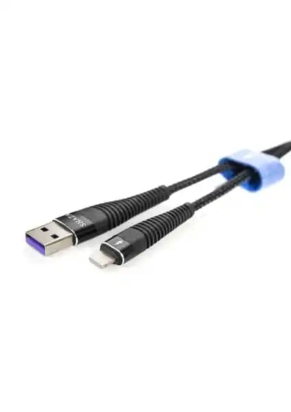 Shaza Apple iPhone Uyumlu Lightning 5A 100W Örgülü Hızlı Şarj ve Data Kablosu 1 Metre