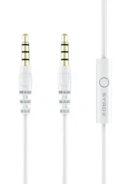 Syrox C118 Mikrofonlu 3.5mm Ses Aktarım Kablosu 1.5 Metre Dayanıklı Tasarım