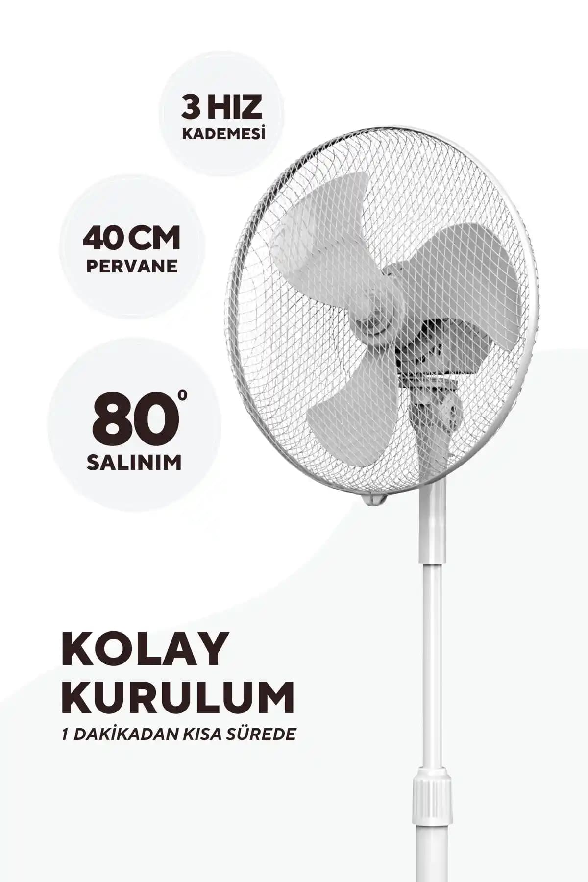 Kumtel Beyaz 16'' (3P) KT-290 Vantilatör: Ev ve Ofisler İçin Pratik Serinlik Çözümü