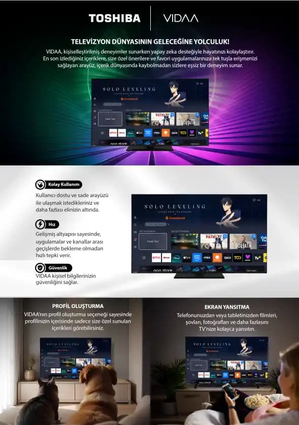 Toshiba 50UV3463DT 50 İnç 4K Ultra HD Televizyon ile Modern Ev Eğlencesi Deneyimi