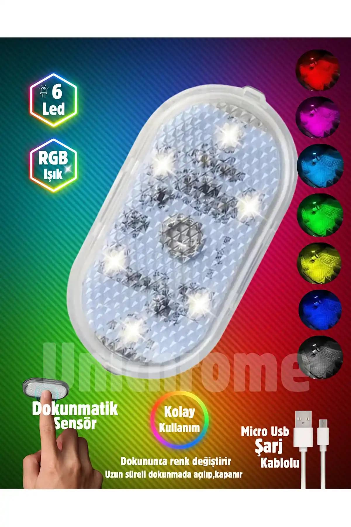 Unichrome Mini 6 LED Dokunmatik Lamba: Çok Amaçlı ve Estetik Aydınlatma Çözümü