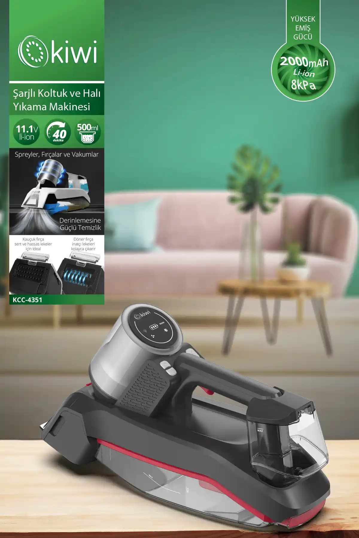 Kiwi Şarjlı Koltuk ve Halı Yıkama Makinesi: Portatif Temizlik Çözümünün Özellikleri ve Kullanımı