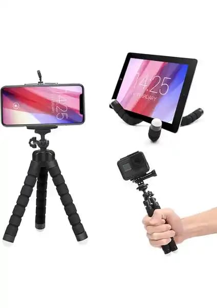 Onyo ONY03 3'lü Esnek Tripod Siyah - Çok Yönlü ve Hafif Kamera ve Telefon Tripodu