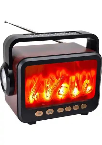 Beemen Alev Efektli Solar Şarjlı Bluetooth Hoparlör Modern Tasarım ve Çoklu Özellikler