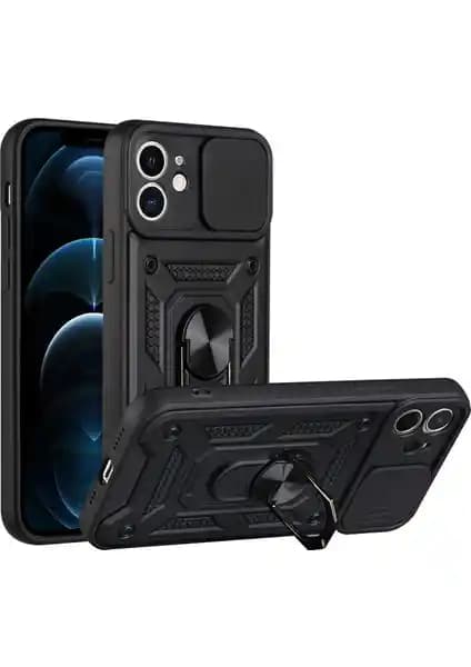 Case 4U Vega Sürgülü Kamera Korumalı Siyah iPhone 11 Kılıfı Güçlü ve Estetik Tasarım