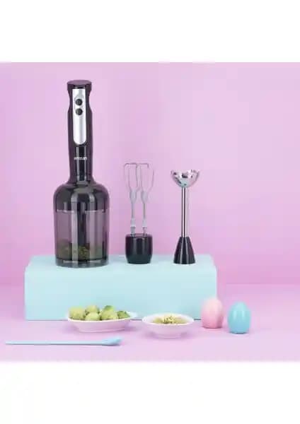 Emsan Powerpack Midi Siyah 4'lü Blender Seti Güçlü Motor ve Çok Fonksiyonel Tasarım