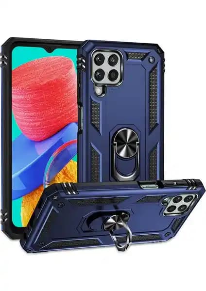 Galaxy M33 için dayanıklı ve şık çift katmanlı standlı sert yüzüklü kılıf