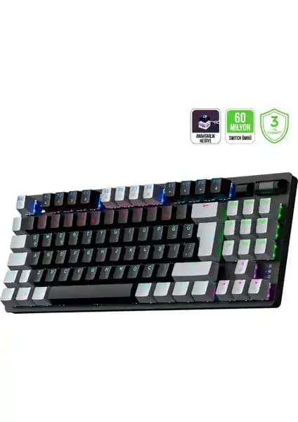 Gamepower Eva 5 60M Mekanik Red Switch Türkçe Q 88 Tuş USB Oyun ve Yazı Klavyesi