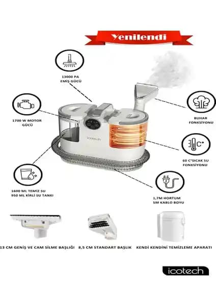 Icotech SC50 Max Koltuk ve Halı Yıkama Makinesi: Güçlü ve Pratik Temizlik Çözümü