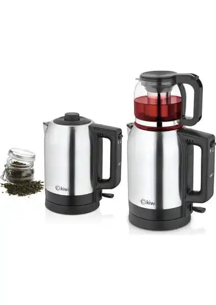 Kiwi KTM-2910 Elektrikli Çelik Çay Seti: Modern Tasarım ve Fonksiyonellik ile Çay Keyfi