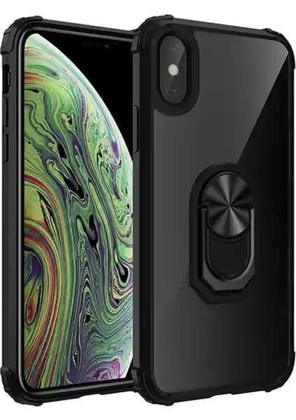 KNY Apple iPhone XS Max Silikon Kenarlı Renkli Yüzüklü Manyetik Kapak Kılıfı