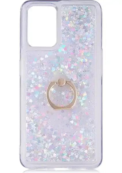 KNY Oppo A74 Kılıfı Sıvı Simli Yüzüklü Tasarım ve Koruma Çözümü