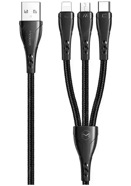 MCDODO CA-6960 3in1 Çok Fonksiyonlu Dayanıklı Şarj ve Veri Kablosu