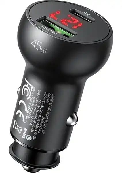 Mcdodo CC-7030 45W Dijital Göstergeli Çok Fonksiyonlu Araç Şarj Cihazı