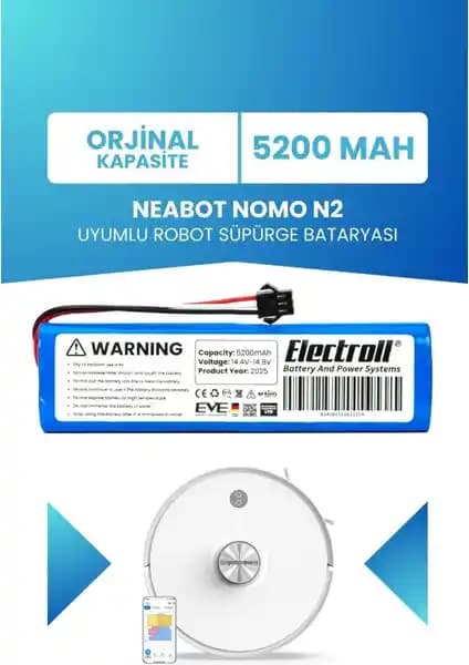 Neabot Nomo N2 için 5200mAh Orijinal Batarya Güç ve Dayanıklılık Artırır