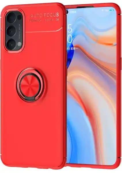 Oppo Reno 4 için Yüzüklü Manyetik Silikon Kılıf Şıklık ve Koruma Sunar