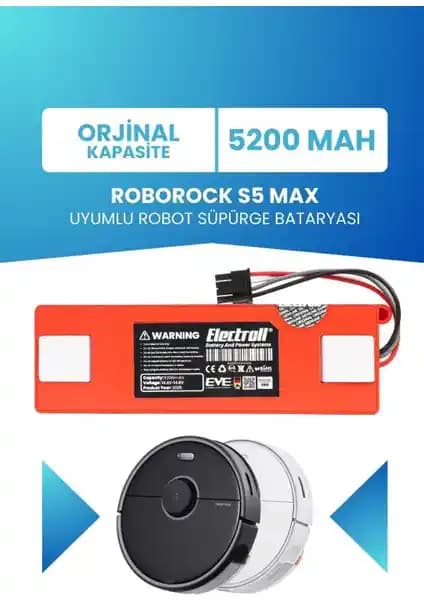 Roborock S5 Max Uyumlu Electroll Batarya ile Temizlikte Güç ve Dayanıklılık Artar