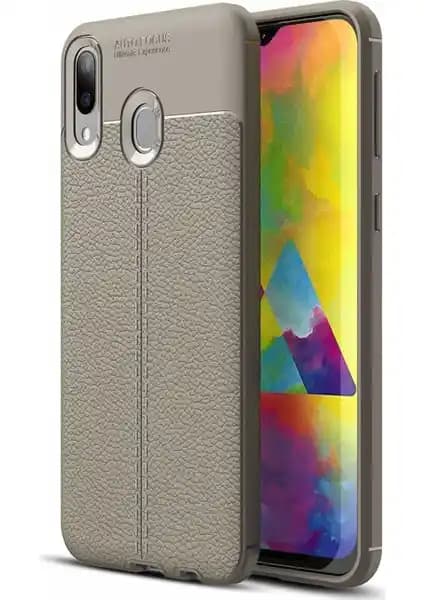 Samsung Galaxy M20 için Rugan Deri Görünümlü Koruyucu Kılıf Şıklık ve Güvenlik Bir Arada