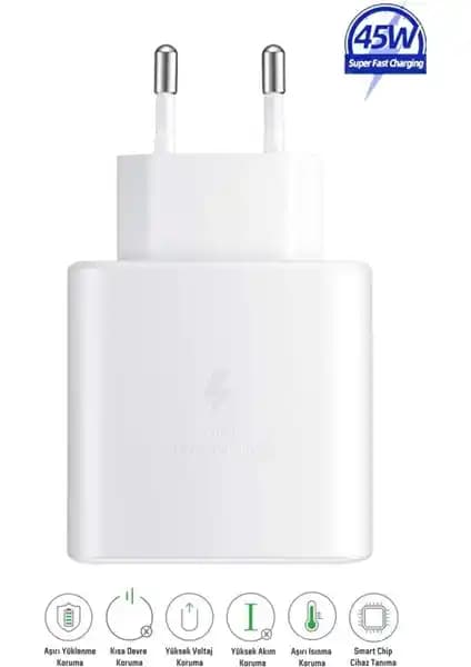 Samsung Galaxy Uyumlu 45W Type-C Hızlı Şarj Cihazı Güvenilir ve Şık Tasarım