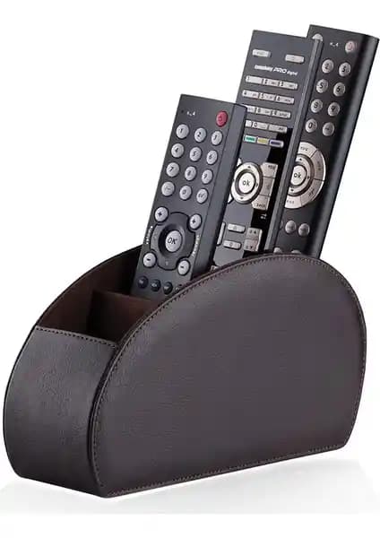 Sonorous 5 Gözlü Deri Kumandalık Standı Kahverengi Şık ve Fonksiyonel Ev Aksesuarı