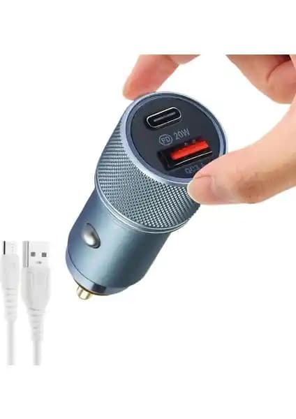 Subzero Hızlı Araç Şarj Cihazı PD 20W Çift Çıkış USB ve Type C ile Güçlü Mobil Şarj