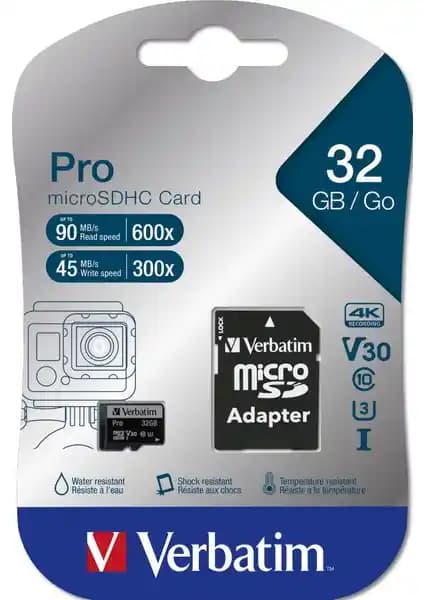 Verbatim Micro SDHC 32GB Pro Class 10 Hafıza Kartı Yüksek Hız ve Güvenilirlik Sağlar
