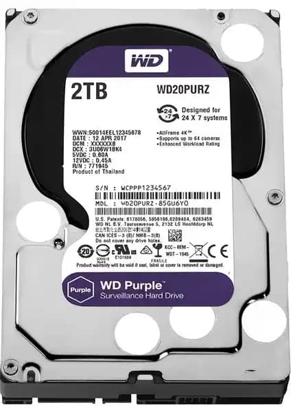 WD Purple 2TB 3,5 inç SATA III Güvenlik Kamerası Diski: Yüksek Kapasiteli ve Güvenilir Depolama Çözümü