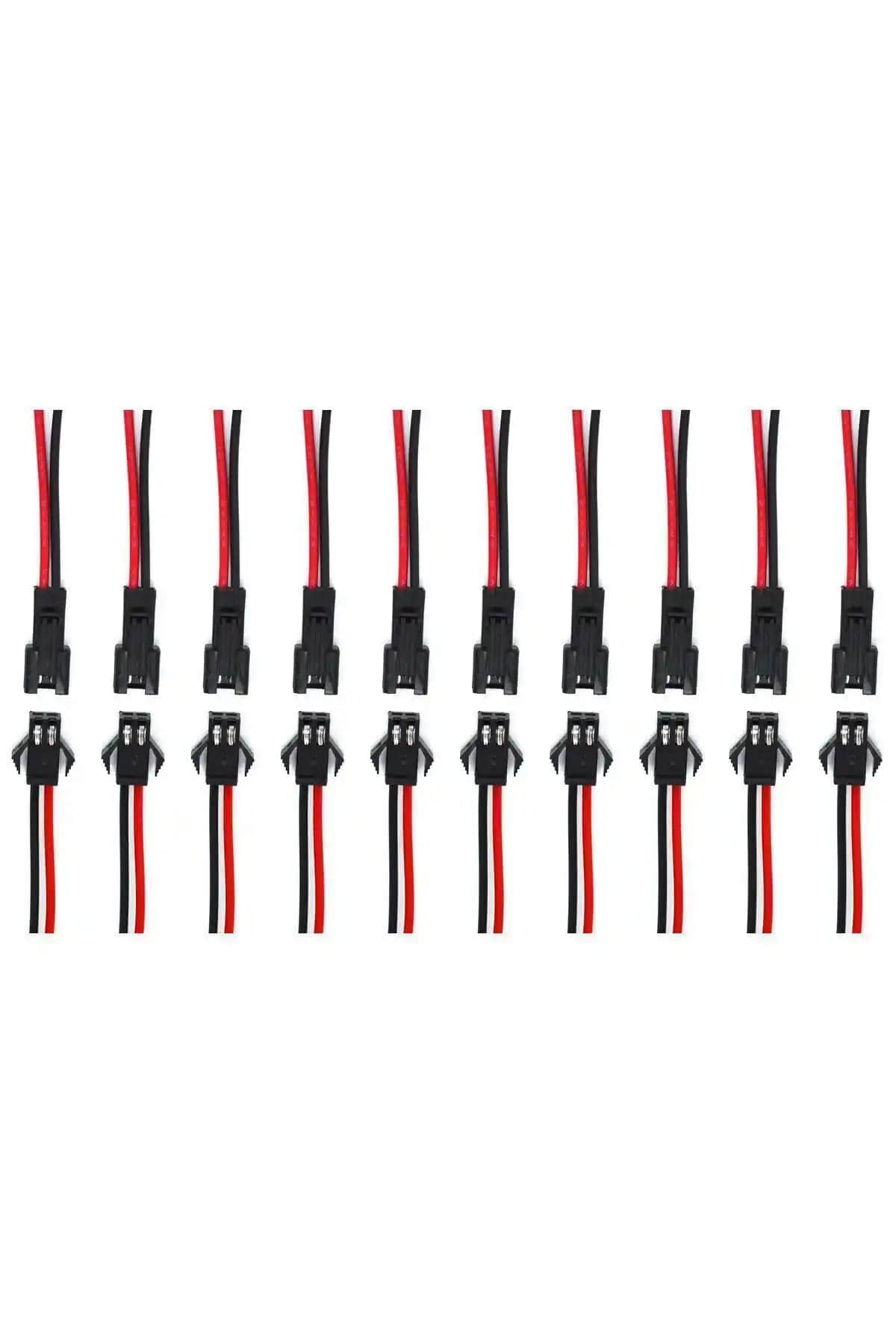 Adam 10 Takım 2 Pin 10cm Kablolu LED Elektrik Bağlantı Konnektörü Fişi